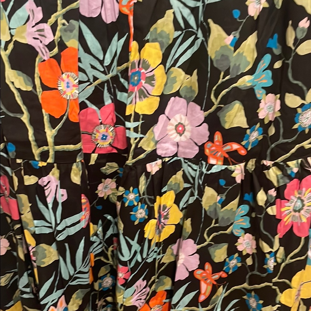 J. Crew Black and Multi Color Floral Pattern Knee Length A-Line Skirt, 8 - Picture 10 of 11
